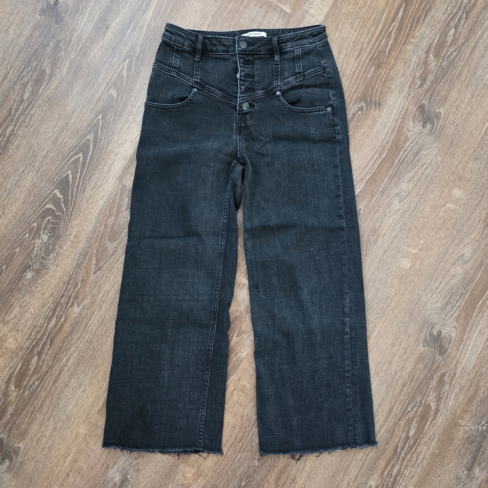Vigoss Black Sailor Style Flare Cropped Ankle Length Women's Jeans, Size 28